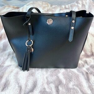 Anne Klein Black Tote with Tassel Charm